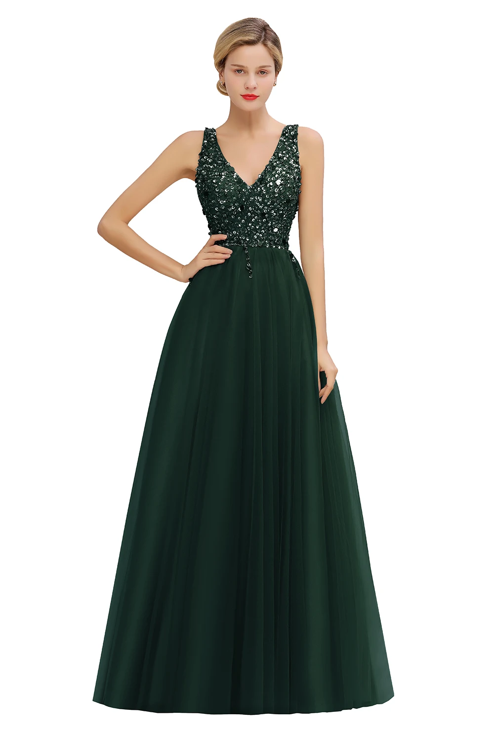Новое поступление Vestidos De Fiesta De Noche вечернее платье Robe De Soiree сексуальное платье с v-образным вырезом на спине, с блестками, платье для выпускного вечера, с бисером, с кристаллами, тюль