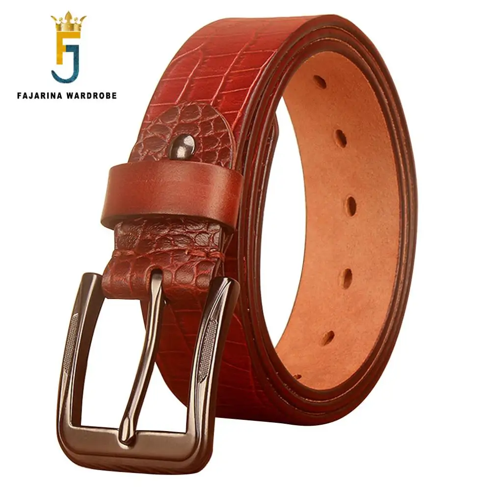 FAJARINA Unique Design Casual Retro Style Belts Jeans 100% Solid Cow Cowskin Genuine Leather Skin Belt for Men Jean N17FJ783 | Аксессуары