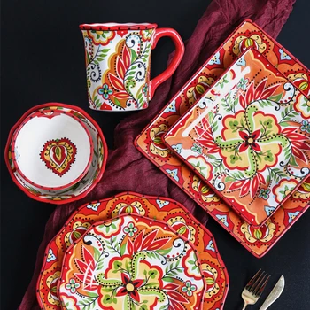 

Tableware Ceramic Dinner Plate Set Dish 8/10 Inch Porcelain Cute Dessert Plate Dinnerware Western Breakfast Dish Steak Plate