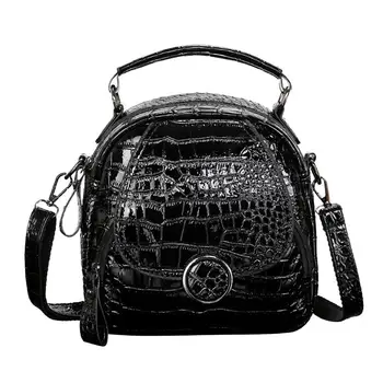 

Solid Color Crocodile Grain Backpacks Female Mini Oil Skin Shoulder Crossbody Bag Fashion PU Leather Pure Color Handbags