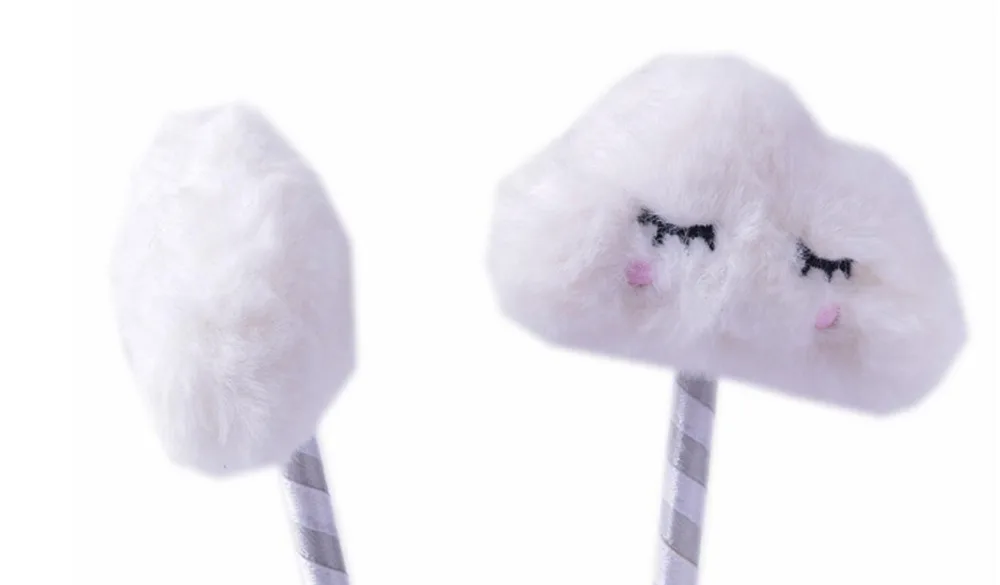 new korea white cloud ear ballpoint pen cartoon school prize kawaii black roller pen office write pen promotion pen 24pc/lot