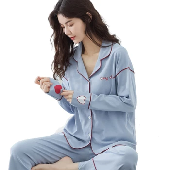 

Cotton Women's Pajamas Set Button Down Long Sleeve Sleepwear Nightwear Pj Lounge Sets pyjamas pijama pijamas pizama damska