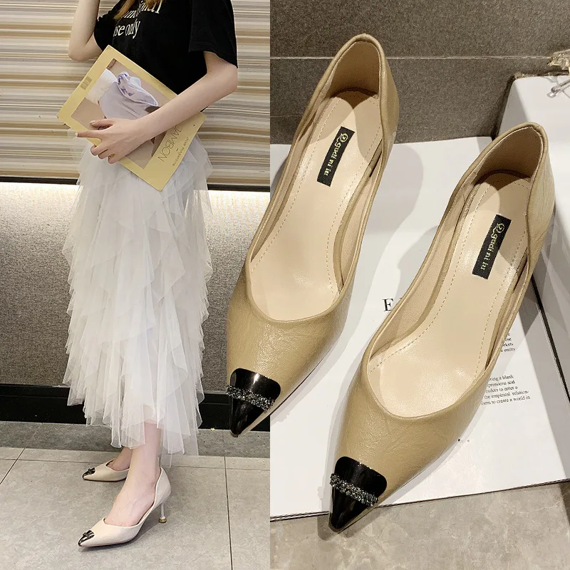 

Closed-toe Sandals Women's 2019 New Style Summer Versatile Fashion Pointed High-heeled Shoes Korean-style Low-Cut Thin Heeled Br