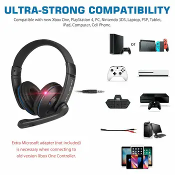 

3.5mm Gaming Headsets Big Headphones With Light Mic Stereo Earphones Deep Bass For PC Computer Gamer Laptop PS4 X-BOX