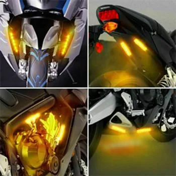 

2pcs 12V Motorcycle LED Turn Signal Lamp Strip Waterproof Blinker Amber Tail Light Extension Wire
