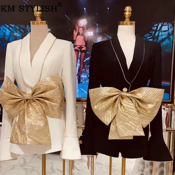 

High Waist Black Playsuits For Women Bow Waistband Romper 2019 Autumn & Winter Vintage Flare Long Sleeves Lapel Collar Jumpsuit