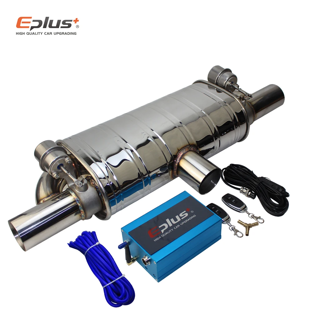 Car Exhaust Pipe Vacuum Pump Variable Valve Mufflers Remote Control Stainless Steel Universal T Shape One In Two Out 63MM exhaust muffler tip exhaust trim pipe exhaust pipe muffler exhaust pipe valve kit exhaust control valve exhaust pipe valve