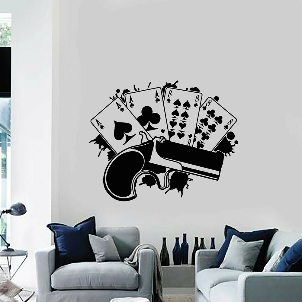 Playing Cards Wall Stickers For Living Room Poker Risk Gambling Gun Luck  Vinyl Wall Decal Game Room Bedroom Decoration W158 - Wall Stickers -  AliExpress