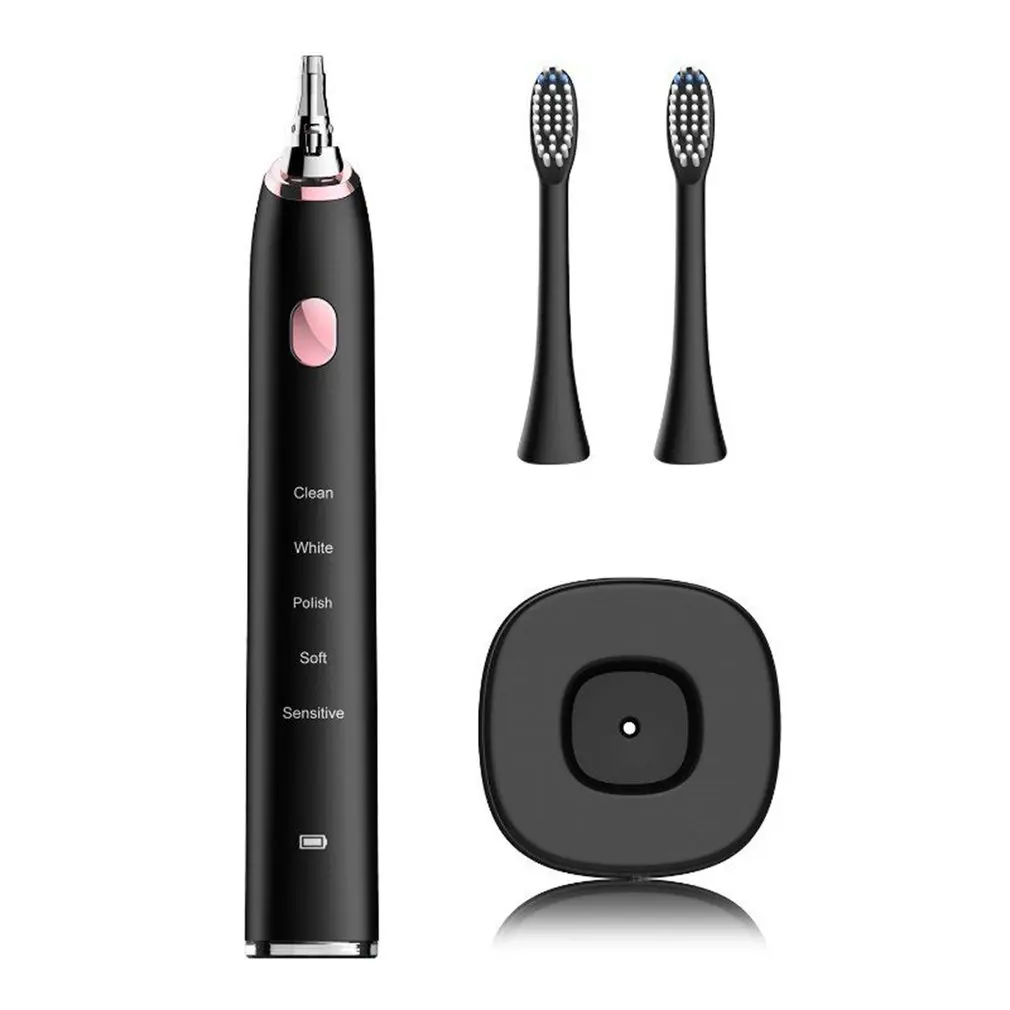 Hot Electric Toothbrush with 5 Optional Modes 2 Replacement Heads Rechargeable Toothbrushes 5 Optimal Brushing Modes
