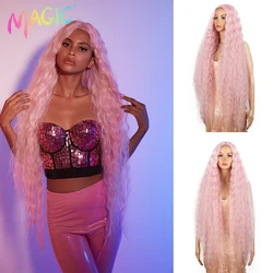 Magic Synthetic Lace Wig 42 Inch Long Curly Wave Natural Hair Wigs Ombre Blonde Wigs For Black Women Cosplay Wigs