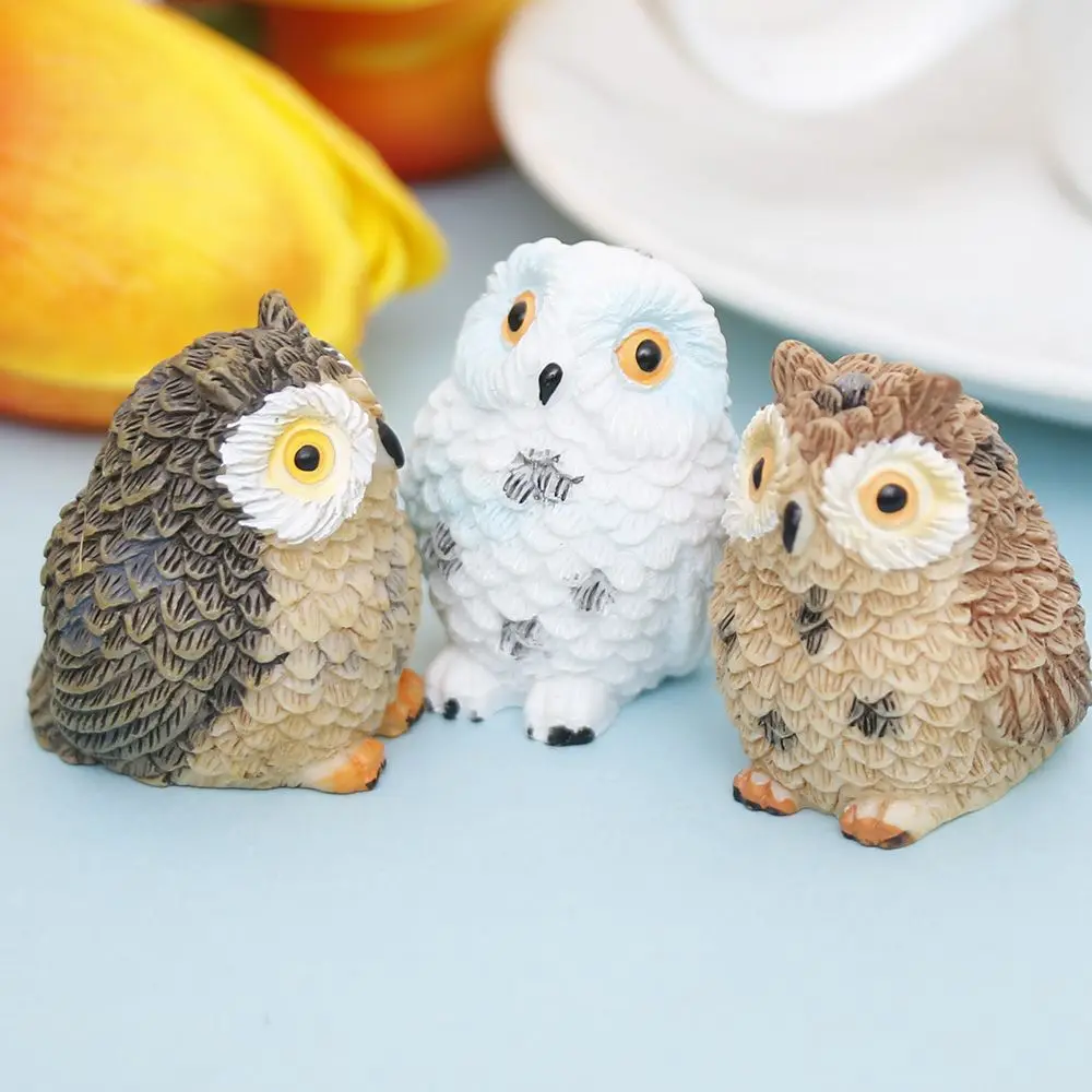 

Cute Artificial Feathered Owl Figurine Craft Bonsai Garde Ornament Decoration Pendant Adornment Simulation