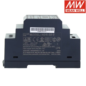 

Original Mean Well HDR-30-5 85-264VAC To DC 5V 3A 15W HDR-30-5 5V Power Supply meanwell Ultra Slim DIN Rail Power Supply HDR-30