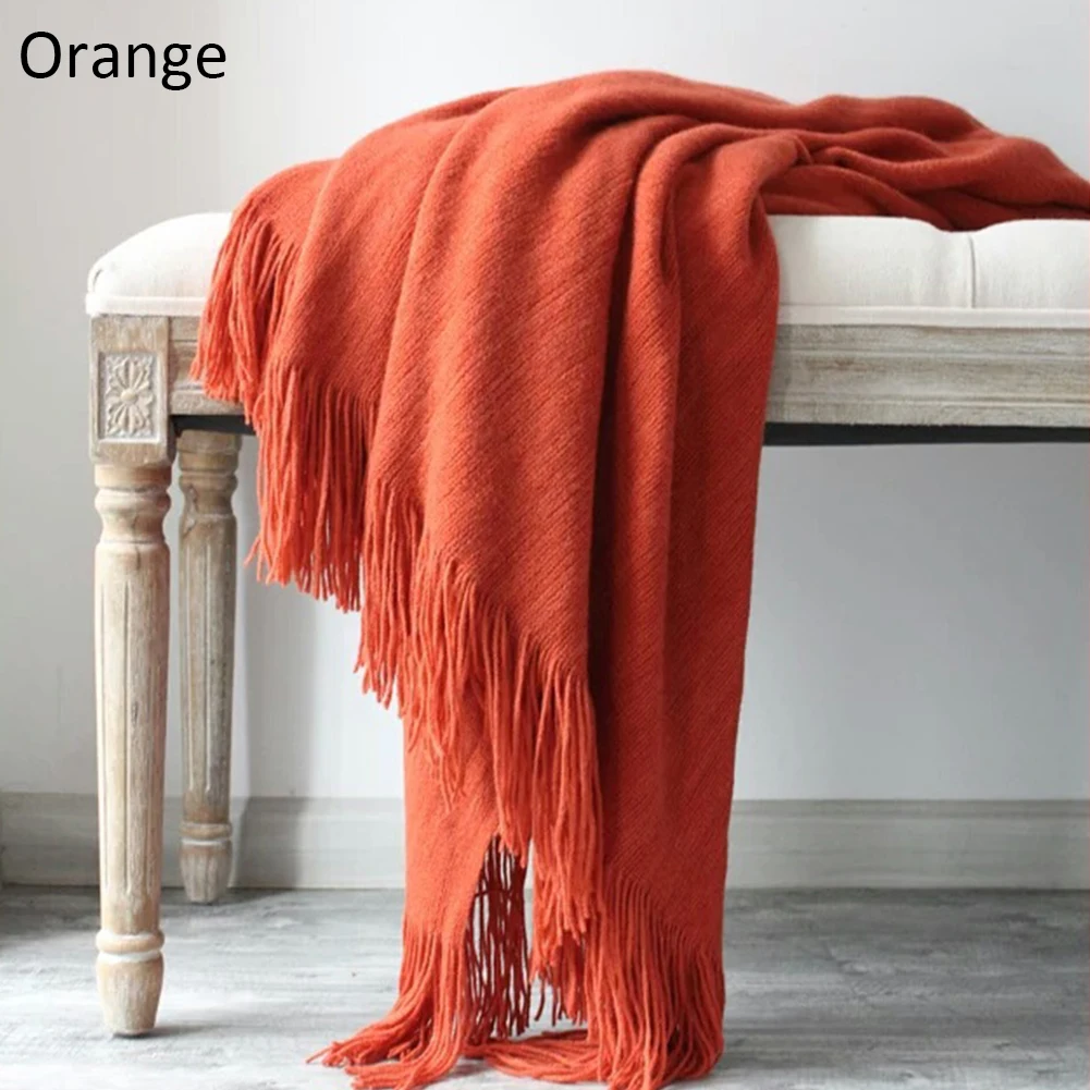 Orange 130 см X 200 см кашемировое одеяло супер мягкий зимний лежак постельные принадлежности теплое мягкое стеганое одеяло хлопок вязание крючком одеяло для дивана постельные принадлежности - Цвет: Orange