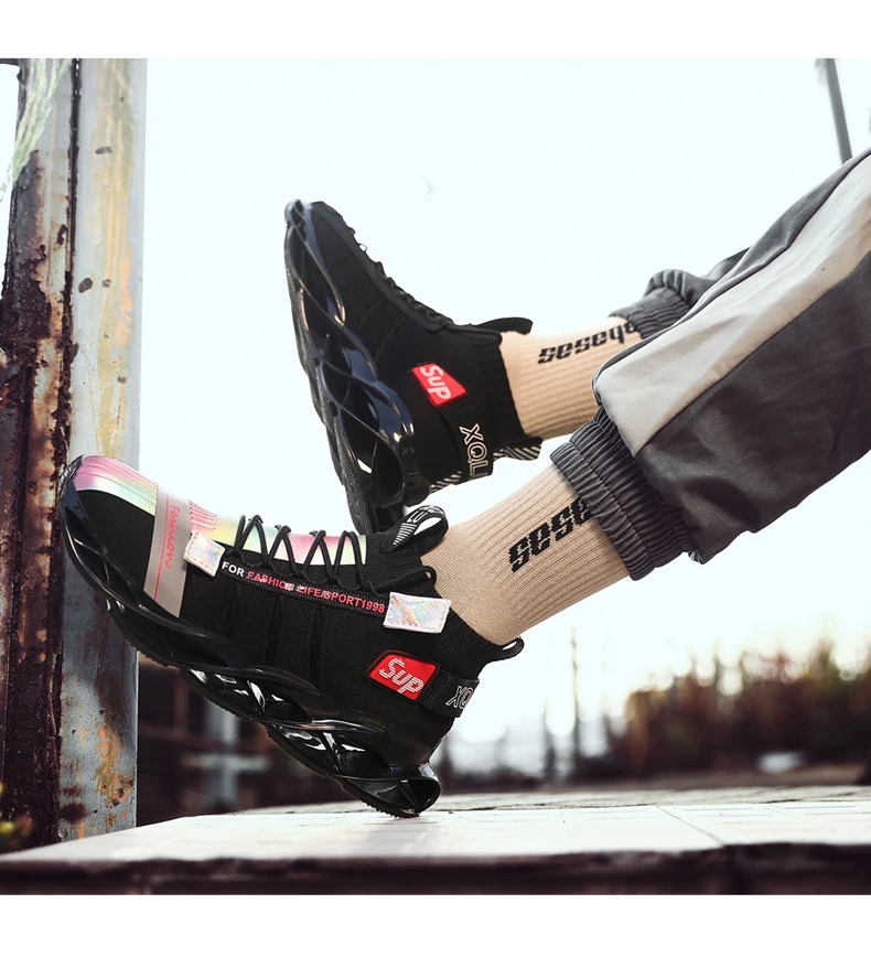 Черные кроссовки Мужские дышащие спортивные уличные мужские на шнуровке Повседневная брендовая спортивная обувь для мужчин Удобная krossovky Red