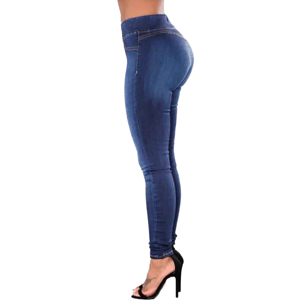 JAYCOSIN полиэстер эластичная талия женские джинсы обтягивающие карманы повседневные длинные брюки с высокой талией джинсовые Модные женские длинные