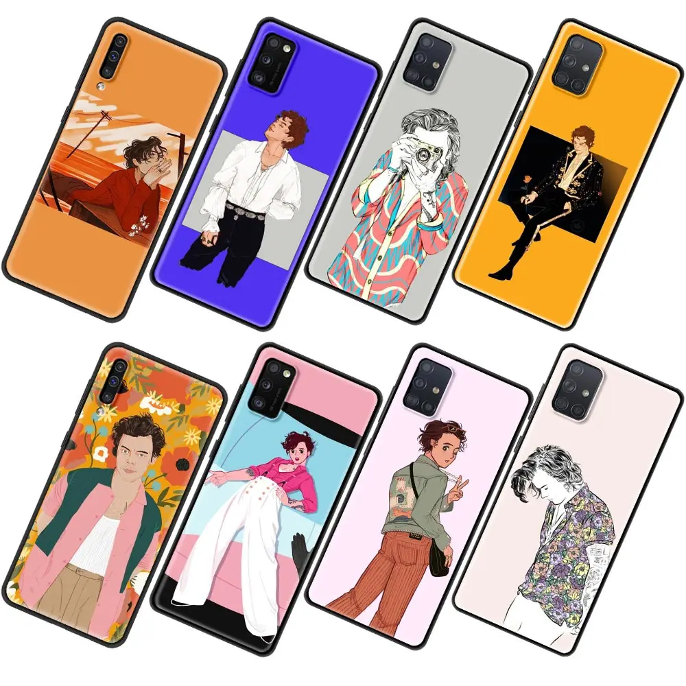 Phone Case for Samsung Galaxy A51 A71 5G A50 A70 A11 A21s A31 A41 A42 A91 A01 TPU Soft Black Cover Harry style art