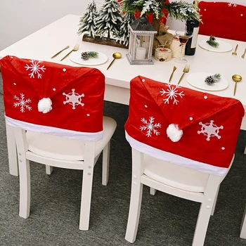 

Creative Christmas Chair Cover Snowflake Print Dining Table Chair Back Foot Cover Ornament New Year Supplies for Home