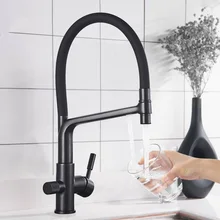 Kitchen Water Filter Faucet Kitchen Faucets Dual Spout Filter Faucet Mixer 360 Degree Rotation Water Purification Feature Taps