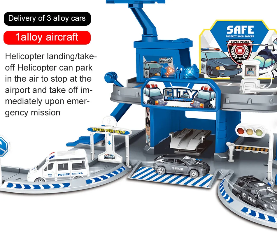 Игрушки для детей, городская полицейская станция, железная дорога, сплав, автомобильная игра, инженерная пожарная машина, трек, машина, сделай сам, модель, строительные наборы, сборка
