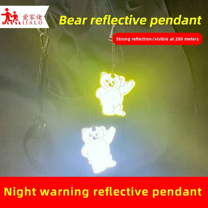 Llavero reflectante de PVC para coche, accesorios de regalo para seguridad de tráfico, reflector, bonito oso