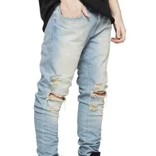 Джинсы с дырками, мужские Эластичные Обтягивающие джинсы, модные экспортные мужские брюки в европейском и американском стиле