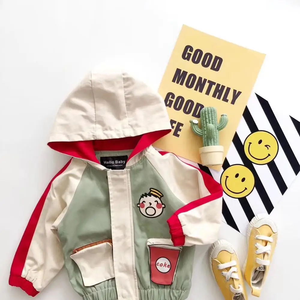 

Autumn winter baby girls boys jacket hooded cotton fleece lining thicken warm kids jacket