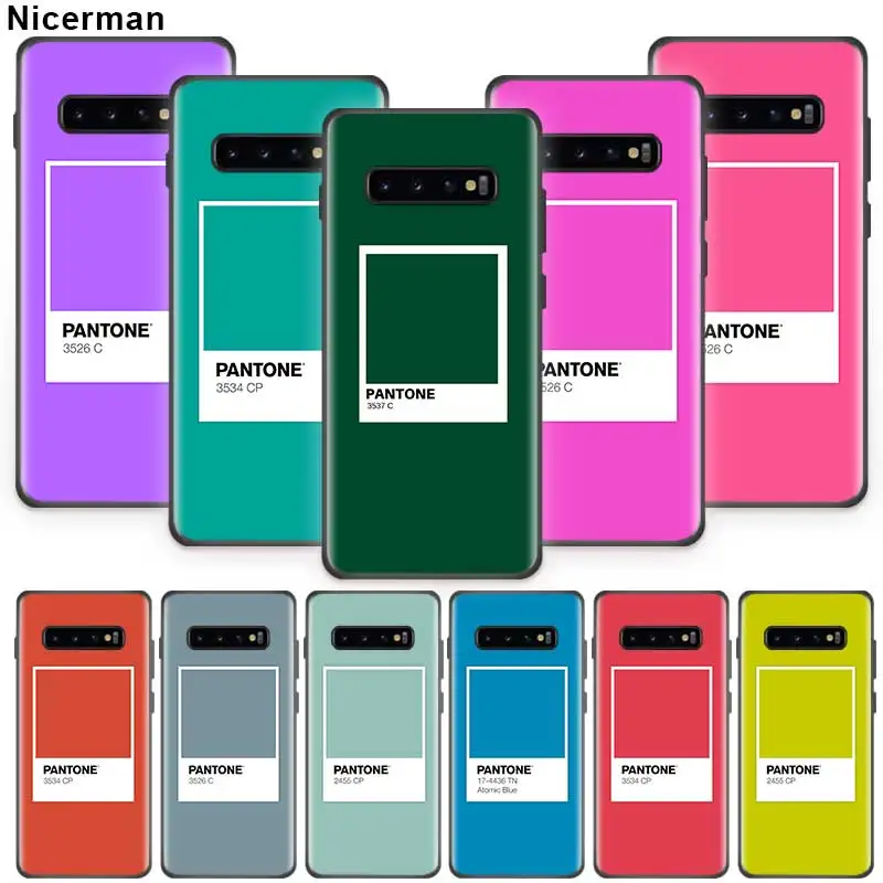 

Pantone Color card Case for Samsung Galaxy S10 5G S9 S8 S7 Plus S10e Note 9 10 8 Black Silicone cubierta Phone Shell Coque Cover
