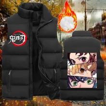 

2021 New Anime Demon Slayer Tanjirou Vest Agatsuma Jacket Winter Warm Sleeveless Jacket Men's Winter Leisure Vest Plus Size Vest