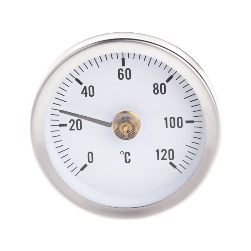 

Pipe Clip-On Dial Thermometer Temperature Bimetal Temp Gauge & Spring 63mm 120℃