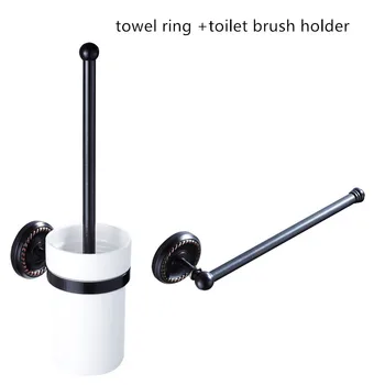 

Toilet Brush Holder Oil Rubbed Black Bathroom Accessories Toilet Clean Brush Holder Set Wall Toilet Roll Paper Holder Towel Ring