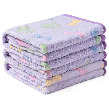 

3 Blankets Super Soft, Fluffy, Cute, Bone Pattern, Pet Blanket, Flannel Throw, Dog, Kitten, Purple