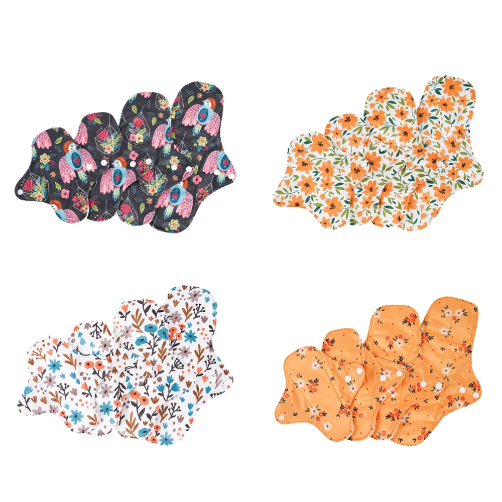 

Happyflute 4 шт./компл. многоразовые бамбуковые махровые + микрофибра водонепроницаемые менструальные прокладки для мам PUL моющиеся трусики гигиеническая прокладка