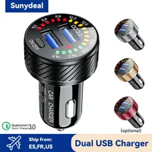 

Dual USB Car Charger Fast Charging QC 3.0 with Voltmeter Display Power Adapter Cigarette Lighter Socket for Mobile Phone
