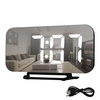 

Digital Alarm Clock LED Mirror Electronic Clocks Multifunction Large LCD Display Digital Table Clock with Temperature Calendar