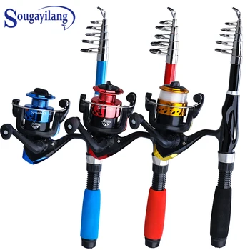 

Sougayilang Portable Fishing Rod Reel Combos Telescopic Pole and Spinning for Kids Ice Winter De Pesca