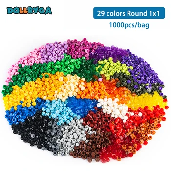 

Dollryga 1000pcs Building Blocks Round 1x1 Straight Side DIY Enlighten Building Bricks Sets Compatible with Assembles Particles