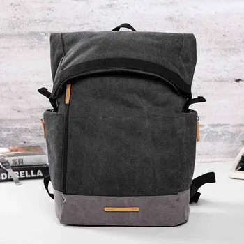 

Classical grey color fashion men canvas travel backpack outdoor Vintage School Bag for male 0823-04