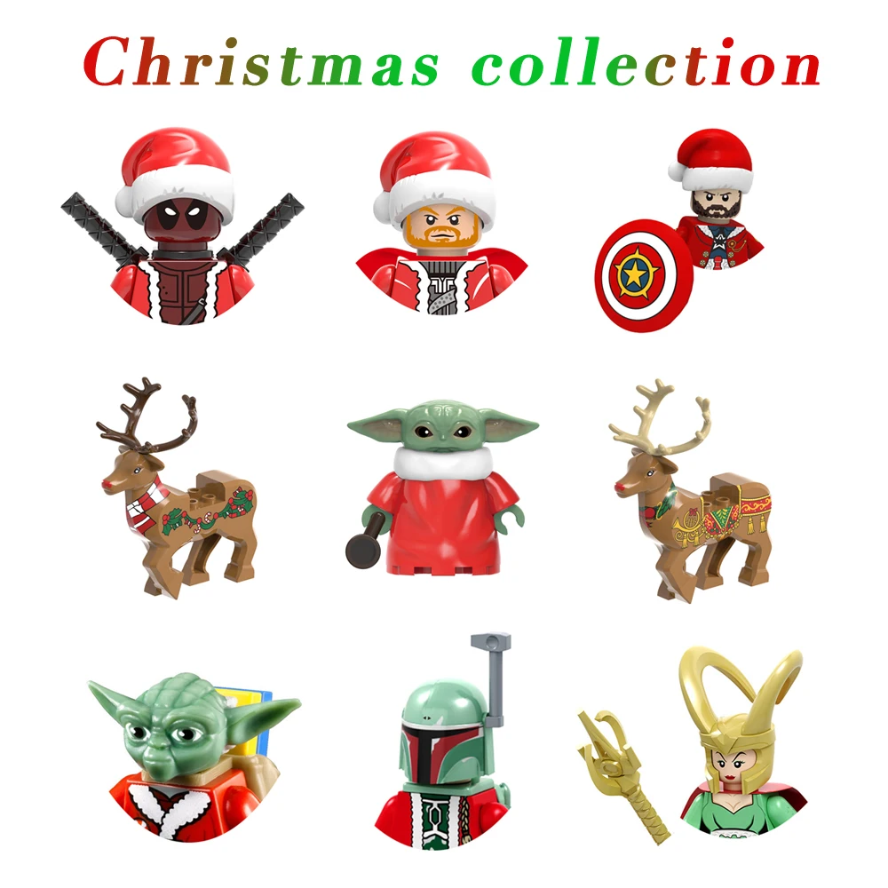 DISNEY Christmas Collection Yoda Boba Fett Obi-Wan Building Blocks Super Heroes Loki Deadpool Thor Bricks Action Figures Kid Toy | Игрушки и
