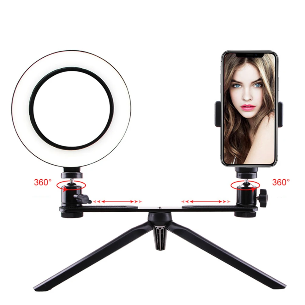 

Photography LED Selfie Light 160MM Dimmable Camera Phone Lamp with Table Tripods Beauty Makeup Tool