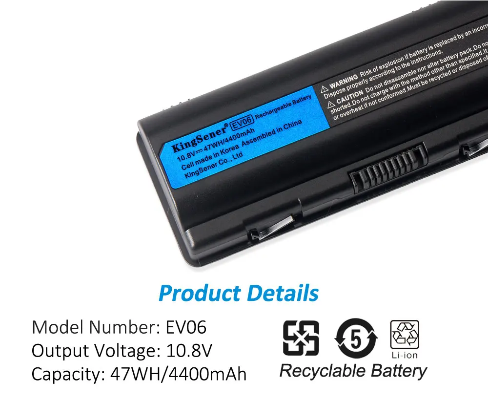 Bateria do Portátil para hp Pavilion Dv4 Dv5 Dv6 Cq50 Cq71 Cq70 Cq61 Cq60 Cq45 Cq41 Cq40 Hstnn-lb73 Kingsener-ev06 - Imagem 2