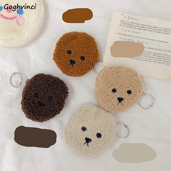 

Coin Purses Women Woolen Korean-style Cute Plush Teddy Mini-wallets Money-change Zipper Couples Teenagers Trendy Casual Kawaii