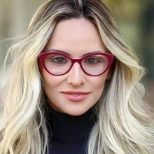 Fashion Cateye Glasses Frame Women USA StyleTrendy Oval Eyeglasses Frame Vintage Clear Lens Glasses Optical Spectacle Frame