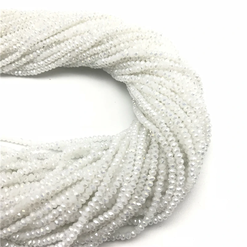 190 Pcs /strand Colorful 2x3mm Crystal Rondell Faceted Glass Beads Small Beads Sead Beads for Jewelry Making Diy