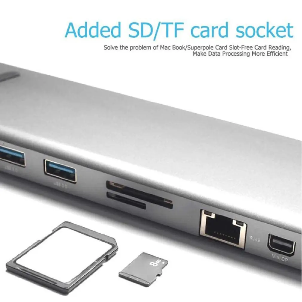 USB C док-ноутбук 11 в 1 многопортовый USB C концентратор адаптер зарядка питания для Chromebooks/MacBook Pro