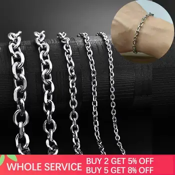 

Stainless Steel Cross O Chain Bracelet For Men Silver Color Rolo Link Chains Cable Link On Hand Bracelets Jewelry Accessories
