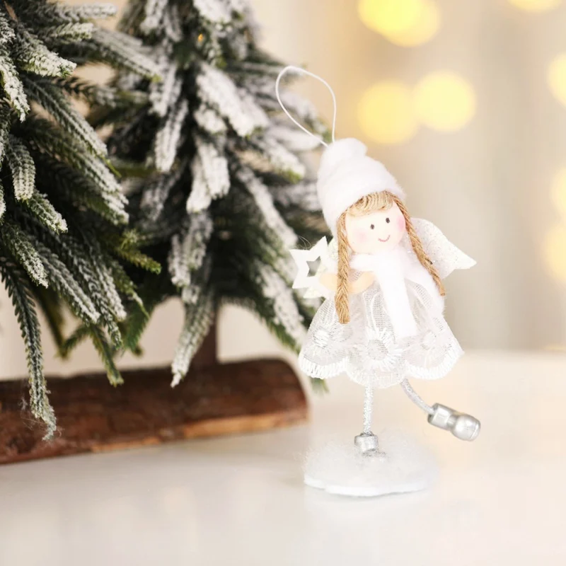 Рождественская кукла, стоящая в облаке, крылья ангела, плюшевая кукла, Рождественский Декор, украшение для дома, подвеска для детей, рождественские подарки