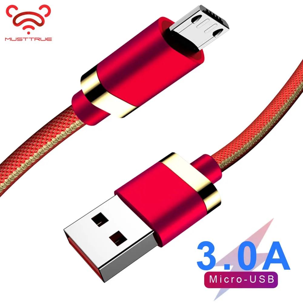 MUSTTRUE 3.0A Micro USB кабель USB зарядный кабель для Xiaomi Redmi Note5 Micro USB зарядное устройство Шнур для передачи данных для samsung S7 кабель Denim