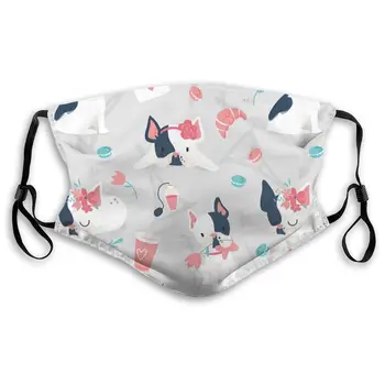

French Bulldog Paris Pattern Masks With filter Washable & Reusable Anti Dust Breathable Mask With Adjustable Ear Loops