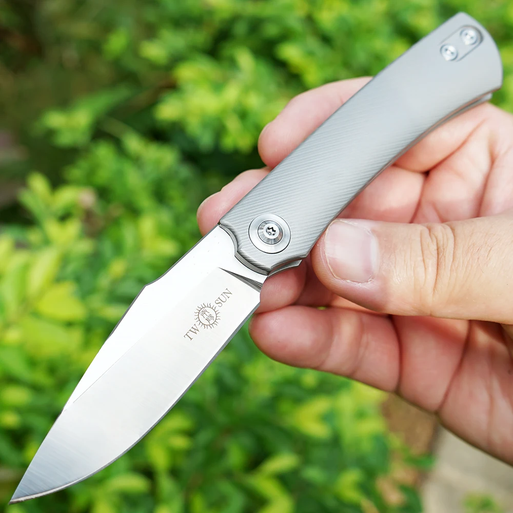 TWOSUN ножи скольжения шарнир M390 складной нож карманный нож Походный нож охотничьи ножи открытый инструмент выживания EDC Титан TS221