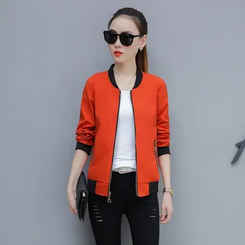 

Elegant Wear On Both Sides Short Coat Women Autumn Solid Zipper Long Sleeve Baseball Jackets Loose Causal Outwear